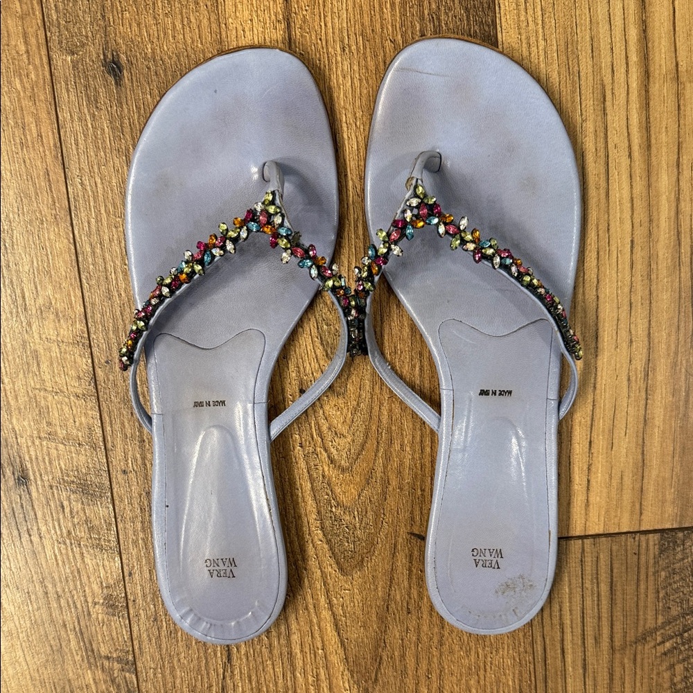 Vera Wang Lavender Jeweled T-Strap Sandals